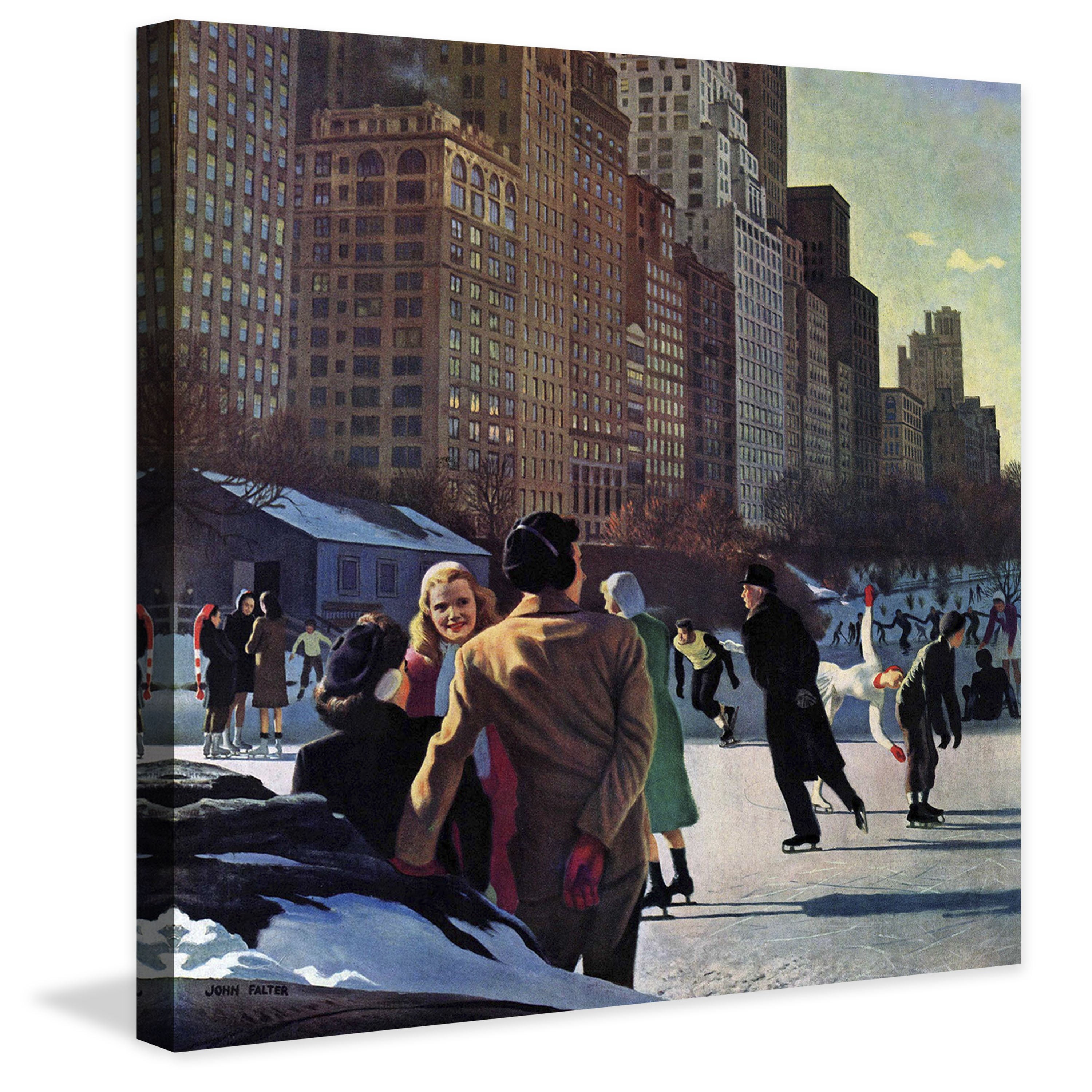 Marmont Hill "Skaters in Central Park" by John Falter Painting Print on Canvas