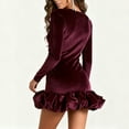 thumbnail image 4 of YueHuiYing Women Square Neck Dress Long Sleeve Ruched Bodycon Wrap Dress Evening Party Wedding Guest Formal Long Dresses, 4 of 9