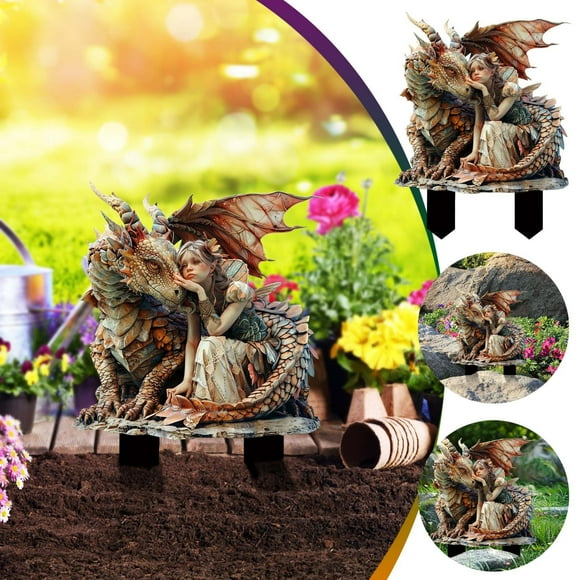 TIMIFIS Ground Insertion Trim Gulong and Beautiful Taming Girl Garden Waterproof and Wear Courtyard Floor Insertion Pendant Ornament Garden Decor