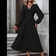 thumbnail image 5 of Vestidos Largos Bohemios de Otoño para Mujer, con Cuello en V, Lunares, Cintura Alta, Corte A y Volantes, para Vacaciones. Negro S, 5 of 7