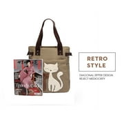 Kaukko Women Canvas Handbag Shoulder Bag Cat Big Tote Bag(KHKAI1)