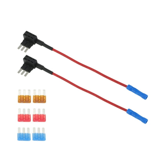 Unique Bargains 2 Pack Micro ATM Fuse Taps Fuse Tap Adapter, Blade Fuses Expandable Holder for Cars Trucks Boats, with 6 Fuses 5A 10A 15A