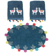 Llamas Animal 3-Piece Hand Towel & Rug Bath Set