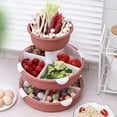 thumbnail image 5 of 3 Tier Fruit Drain Basket Countertop Hot Pot Platte Rotable Food Tray Fruit Vegetables Holder(Pink), 5 of 5
