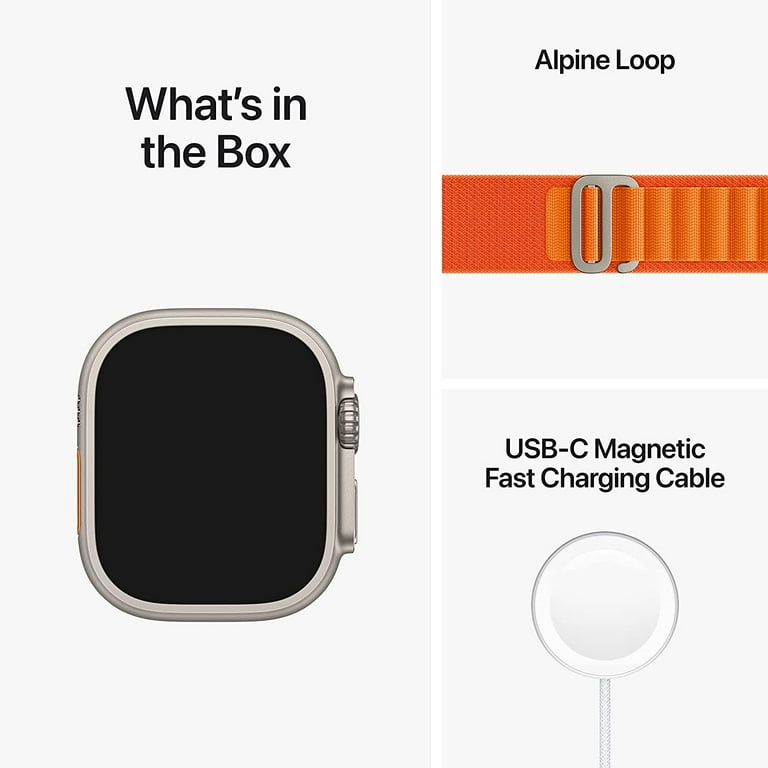 Restored Apple Watch Ultra GPS Cellular 49mm Smart Watch w Rugged Titanium Case Orange Alpine Loop Medium Refurbished