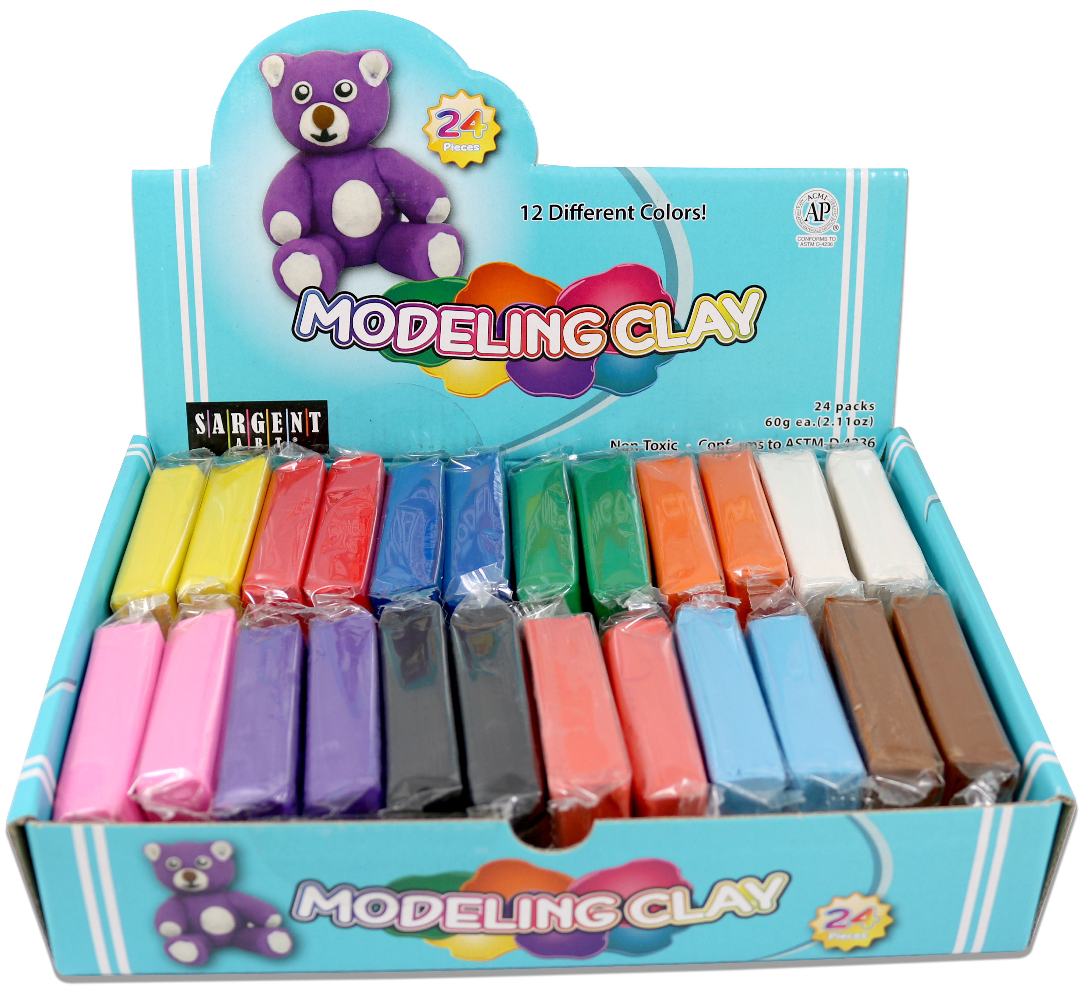 MODELING CLAY 12 STICKS MULTI COLORED 3" LONG STICKS IN 12 COLORS 