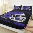 thumbnail image 3 of jejeloiu American Rugby Games Full Size Sheets,Purple Black Bed Sheets For Boys Kids 4-Piece, 3 of 7