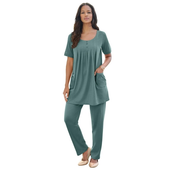 Roaman's Women's Plus Size Two Pocket Soft Knit Swing Tunic