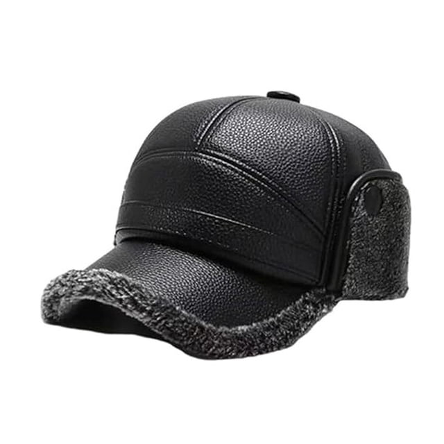 Yhmxh Gorro de invierno para hombre con orejeras de piel sintética.