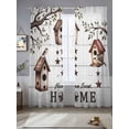 thumbnail image 2 of Sweet Home Sheer Curtains 108 Inch Length 2 Panels Set Window Treatments, Western Stars Bird Houses White Wood Plank Rod Pocket Semi Curtains for Living Room/Bedroom/Kitchen Décor, 104"W x 108"L, 2 of 7