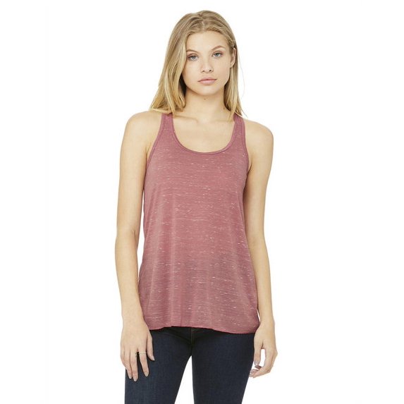 Bella + Canvas Women's Core Active Flowy Racerback Tanks, 3-Pack, Mauve Marble, Size S