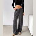 thumbnail image 4 of Cotton Straight Leg Pants for Women Drawstring Trousers with Stripe Pattern and Elastic Waist Shopping Travel Pants, 4 of 9