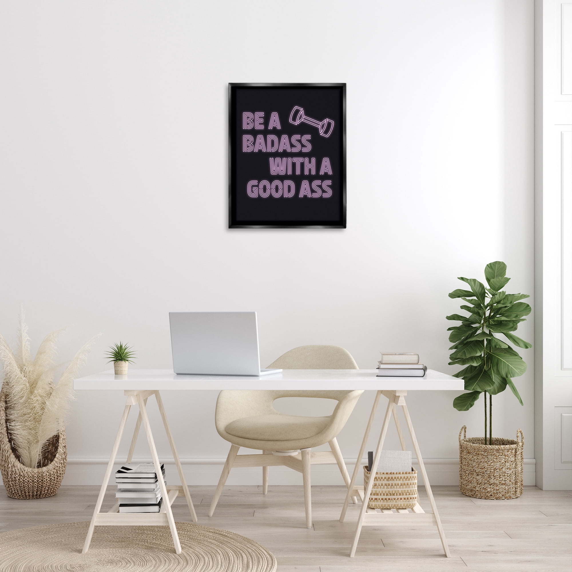 Stupell Industries Bad*ss With Good A** Inspirational Painting Black Floater Framed Canvas Art Print Wall Art, 25 x 31