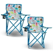 Crckt Kids Folding Camp Chair with Safety Lock (125lb Capacity) Dino Print (2 pc set)
