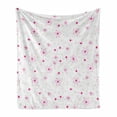 thumbnail image 1 of Princess Soft Flannel Fleece Throw Blanket, Pattern with Flowers Simple Classic Art Springtime Garden Cheerful, Cozy Plush for Indoor and Outdoor Use, 70" x 90", Magenta Fuchsia White, by Ambesonne, 1 of 5