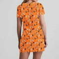 thumbnail image 6 of SYMOID Womens Summer Feather Print Short-sleeved V-neck Slim Casual Mini Shift Dress,Orange,Size L, 6 of 7
