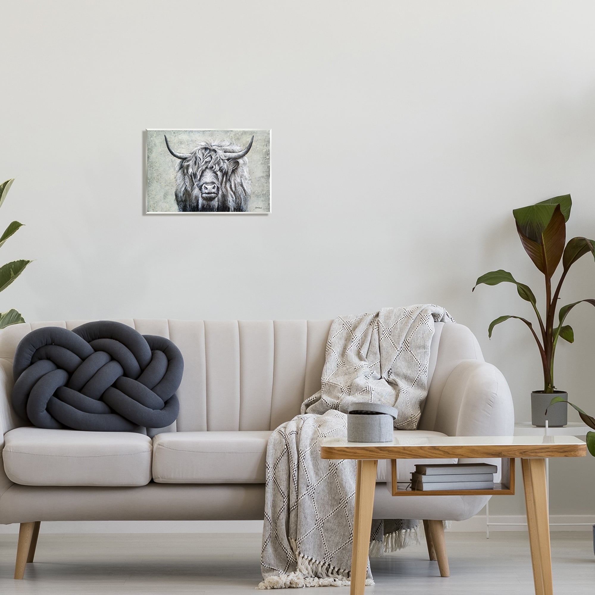 Stupell Highland Cattle Distressed Rustic Animals & Insects Painting Wall Plaque Unframed Art Print Wall Art
