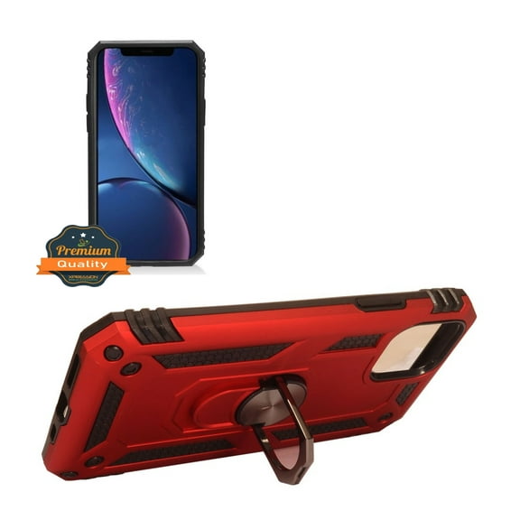 Apple iPhone 11 PRO MAX Phone Case Hybrid 360° Ring Stand Armor Shockproof Dual Layers TPU & PC 2 in 1 Protection Holder with Ring Kickstand for Magnetic Car Mount Cover RED for iPhone 11 Pro Max