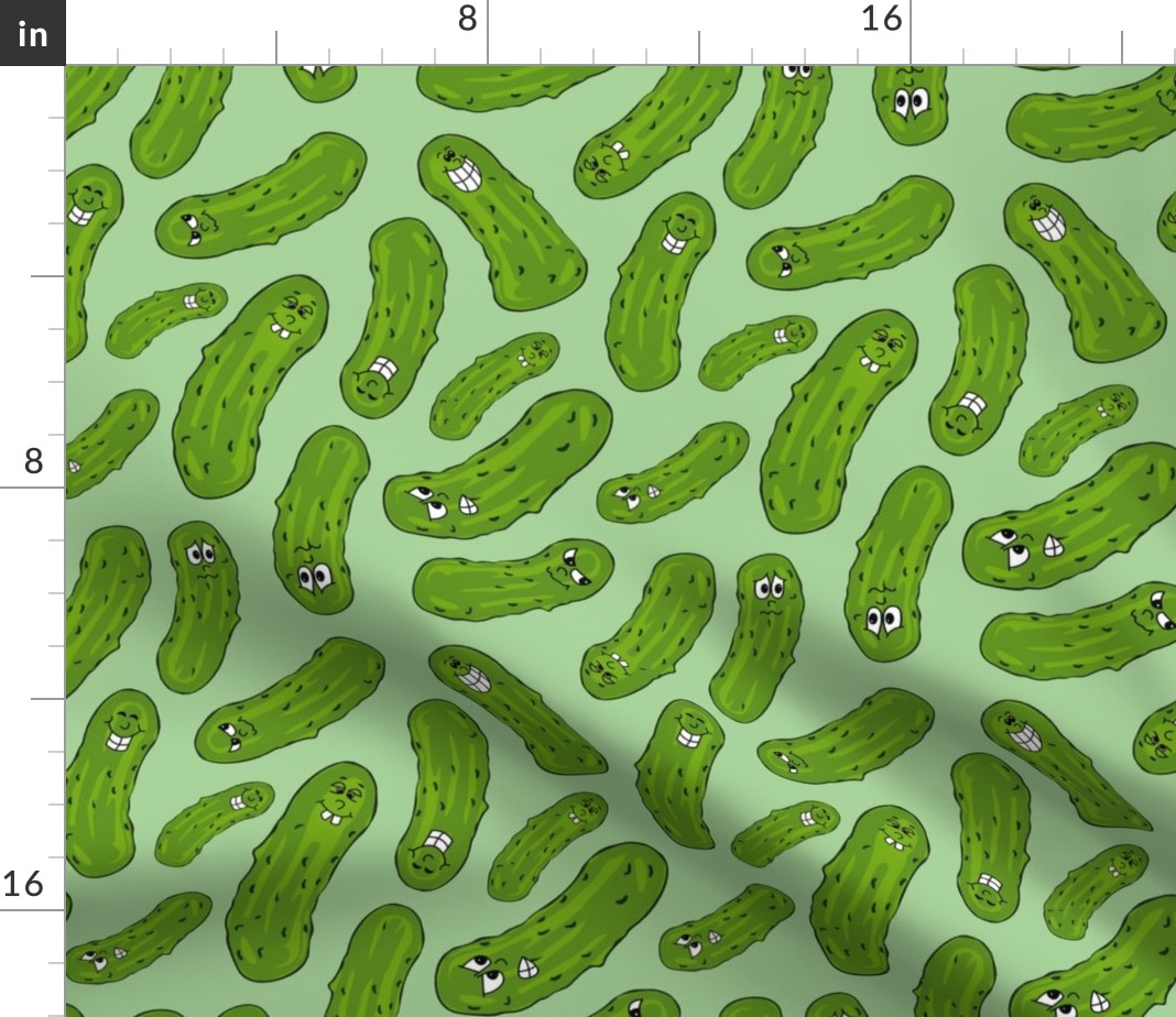 Pickles Pickled Cucumbers Jars Faces Canning Fabric Printed by Spoonflower BTY