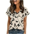 thumbnail image 5 of Odbmxy Tee Shirts for Women Short Sleeve V-Neck Summer Women Plus Size Tops Pullover Yellow Loose Graphic Camping Casual Tops, 5 of 7