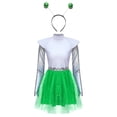 thumbnail image 4 of Aislor Womens Alien Space Cadet Rave Outfits Shiny Tulle Hem Dress with Headwear Green M, 4 of 7