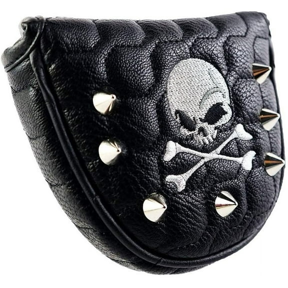 Skull Golf Headcover Waterproof PU Leather Putter Cover Mallet with Magnetic Closure for Golf Putter Club