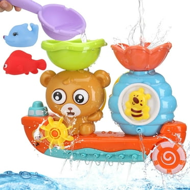 sixwipe Bath Toys for Toddlers 1-3, Kids Bathtub Toy Bear Water Tub Toys for Shower Bath Time Toys to Boys Girls Baby Kids Infant Preschool Learning Gift
