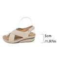 thumbnail image 5 of Wovix Women's Sandals Faux Leather Shoes Breathable Soft Arch Support Wedge Shoes Classic Simple Footwear Indoor Outdoor Shoes, 5 of 9