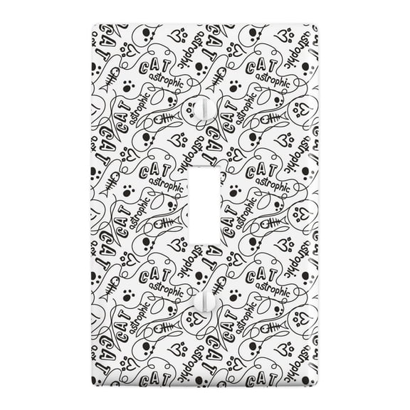 Cat Kitty Kitten Catastrophic Paw Print Heart Fish Pattern Plastic Wall Decor Toggle Light Switch Plate Cover