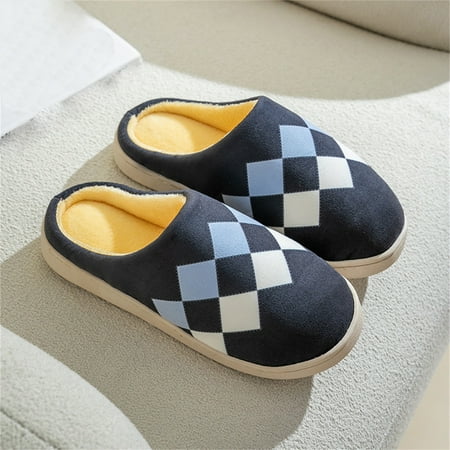 

Men s Cotton Slippers Couple Style Plaid Plush Home Warm Cotton Slippers Note Please Buy One Or Two Sizes Larger