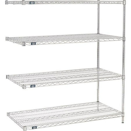 Global Industrial A21548C Nexel 4 Shelf Chrome Wire Shelving Unit Add On, Chrome - 54 x 21 x 86 in.