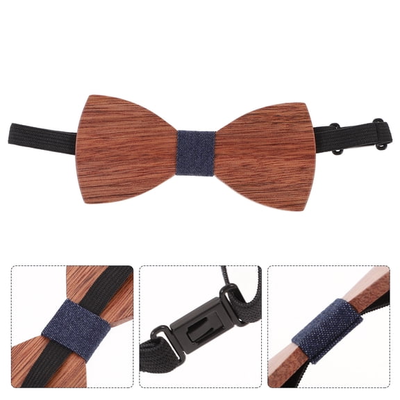 KALLORY Wooden Men’s Bow Tie Multi-Color Adjustable Strap for Wedding Party Formal Events