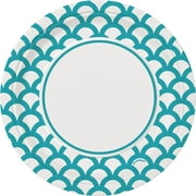 7" Scalloped Paper Dessert Plates, Teal, 30ct