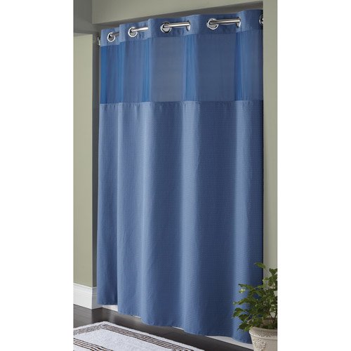 Hookless Moonlight Blue Diamond Pique Mystery Polyester Shower Curtain