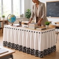 thumbnail image 6 of 5.9FT Pastel Table Skirt Teacher Desk Curtain Skirts for Classroom Decorations Colorful Rectangle Round Table Cover Skirt for Back to School Party Supplies Kindergarten Office Bookcase Cabinet Shelf, 6 of 6