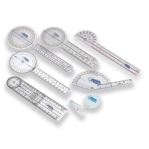 6pcs 12/8/6 Inch Medical Spinal Goniometer Angle Protractor Set Tape Measure
