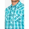 thumbnail image 4 of Rock & Roll Denim Men's And Poplin Plaid Print Snap Long Sleeve Western Shirt Blue Medium, 4 of 7