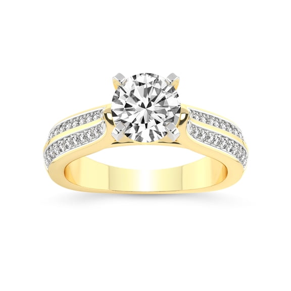4 Carat IGI Certified Round Shape Lab Grown Diamond Engagement Ring | 14K Yellow Gold | Sandra Side Stone Diamond Ring | FG-VS1-VS2 Quality Friendly Diamonds