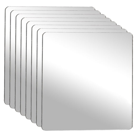 Uxcell 8Pcs Shatter Proof Acrylic Mirror, 3.9" Square Round Corner Mirror(Self Adhesive, Safety, Shatterproof) Suited to Bathroom Science Home Gym Wall Decor