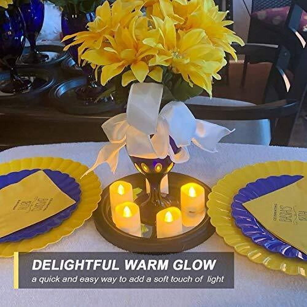24Pcs Timed Tealight Candles, Battery Operated Tea Candles, Flameless Flickering Electric Candles with Timer for Home Decor, Brightness Upgrade, Batteries Included
