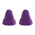 thumbnail image 4 of Qarigey Sombrero Unisex mezclas de algodón sólido cálido HIP HOP sombreros de punto hombres gorras de invierno mujeres Skullies gorros para morado claro 2piezas Qarigey CBP140107, 4 of 5