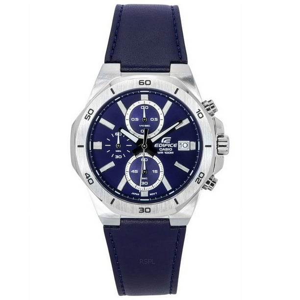 Casio Edifice Standard Chronograph Leather Strap Blue Dial Quartz EFV-640L-2A 100M Men's Watch