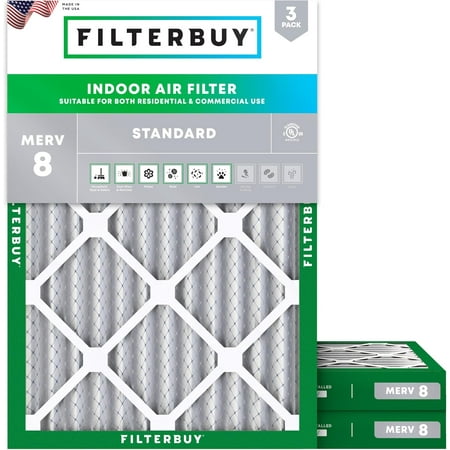 

Filterbuy 21x23x2 MERV 8 Pleated HVAC AC Furnace Air Filters (3-Pack)