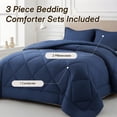 thumbnail image 5 of 3 Pieces Queen Size Comforter Set, All Season Lightweight Breathable Bedding Set with 1 Down Alternative Comforter and 2 Pillowcases, Navy, 5 of 10