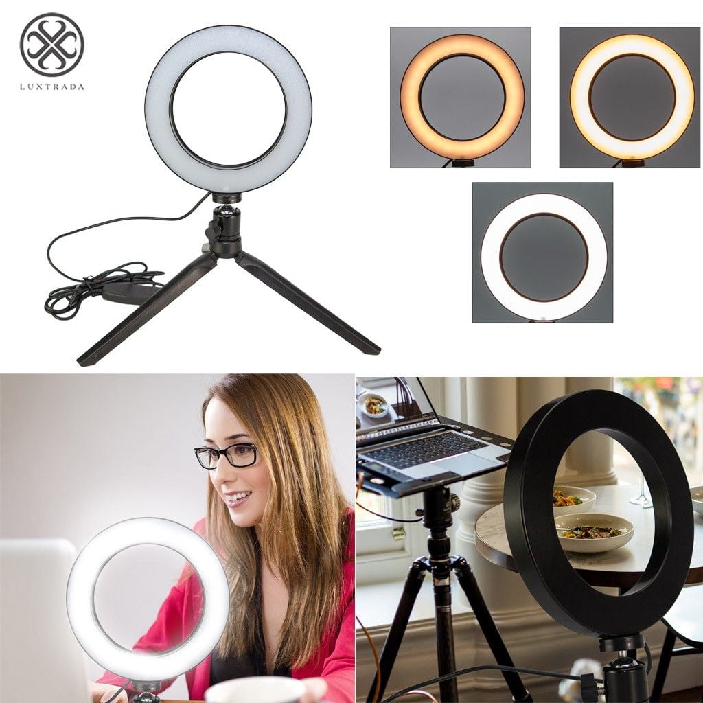 Luxtrada 6" LED Selfie Beauty Makeup Ring Light with Tripod Stand
