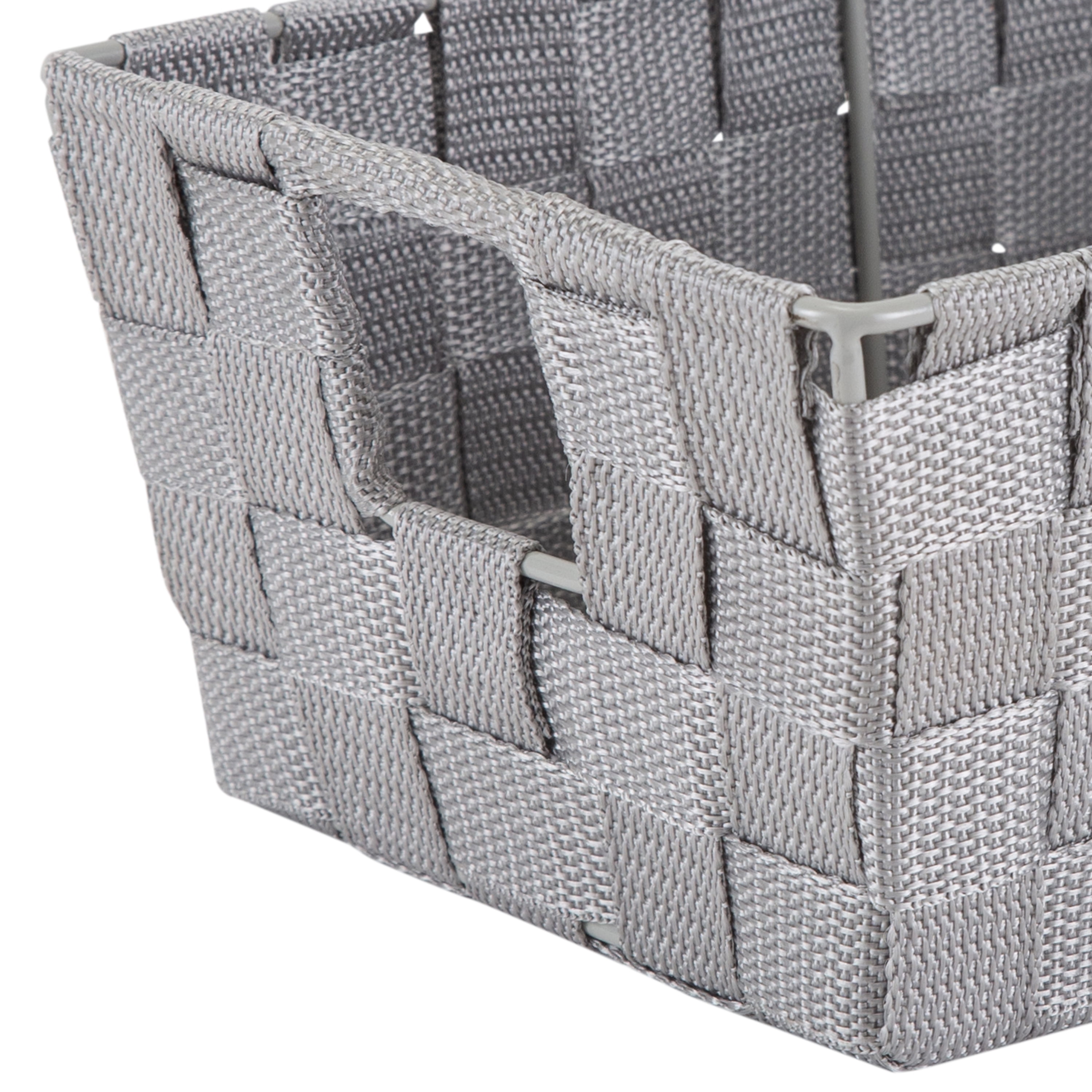 Simplify 2 Pack Small Woven Storage Shelf Basket in Grey
