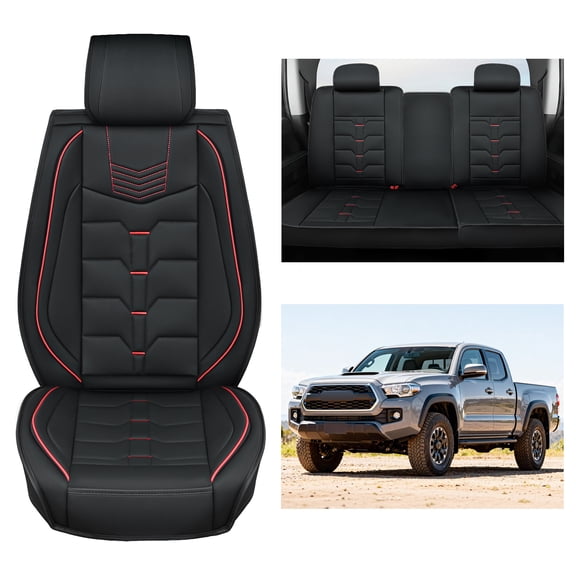 Nilight Car Seat Covers Custom Fit 2005-2024 Toyota Tacoma Double Cab, Extended Cab, Crew Cab Waterproof Leather Cushion Full Set with Split Bench 40/60 for SR5 TRD Sport Limited