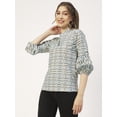 thumbnail image 3 of Moomaya Printed Womens Cotton Top, Mandarin Casual Long Sleeves Summer Wear Formal Top, 3 of 8