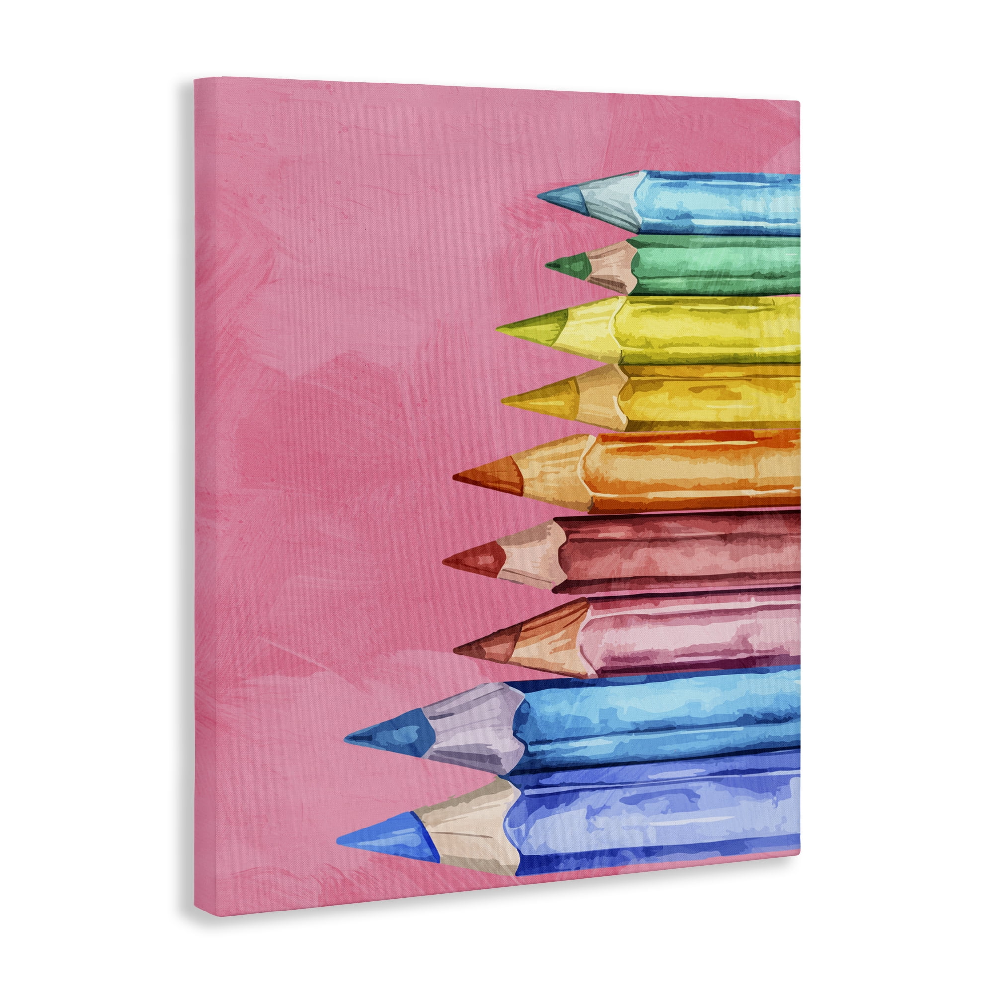 Stupell Industries Vibrant Pencils on Pink Canvas Wall Art, design by Kim Allen