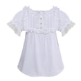 thumbnail image 1 of Camisa Lolita de manga corta con cuello de muñeca para mujer: manga abullonada, ligera, para el verano, para combinar con faldas, 5 tallas, 1 of 6